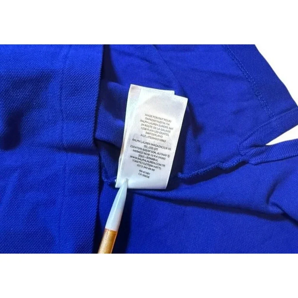 Polo Ralph Lauren Mens Size 3XB Long Sleeve Polo Shirt  Blue Mesh Classic Preppy